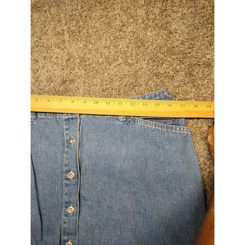 Vintage Jean Skirt Womens Size 14 Blue Denim Maxi Modest 90s Homeschool Buttons - Picture 4 of 8